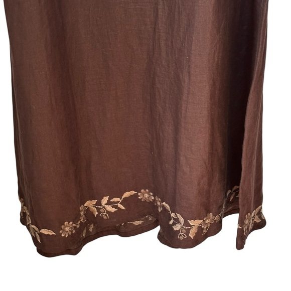 J.‎ Jill PureJill Embroidered Brown Linen Midi Maxi Dress M Boho - Picture 9 of 15